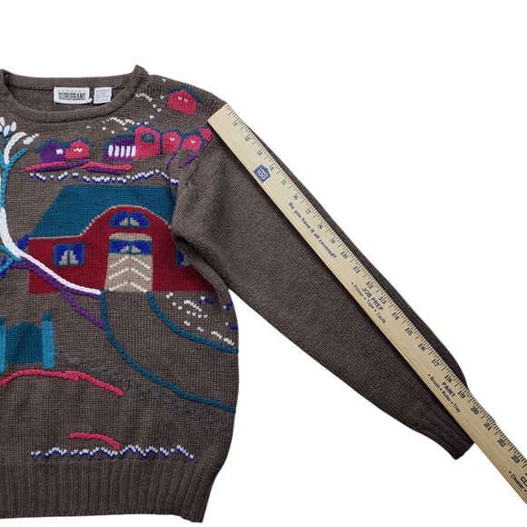 Vintage Country Suburbans Hand Knit Sweater Womens Small Farm House Town Cottage - Picture 6 of 8